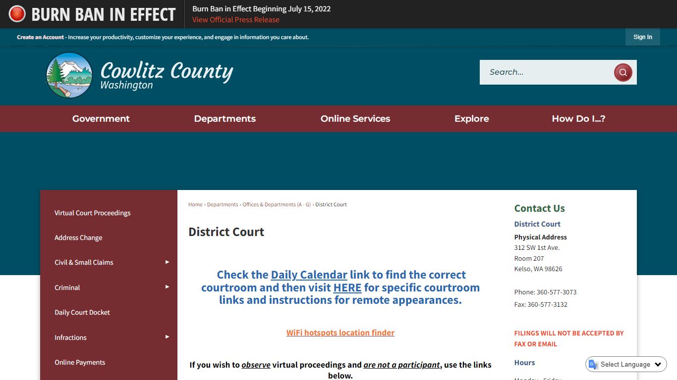 District Court | Cowlitz County, WA - Official Website