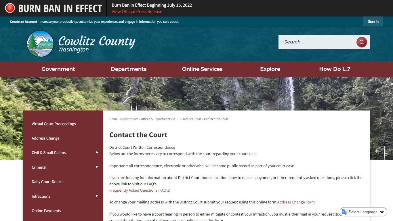 Contact the Court | Cowlitz County, WA - Official Website