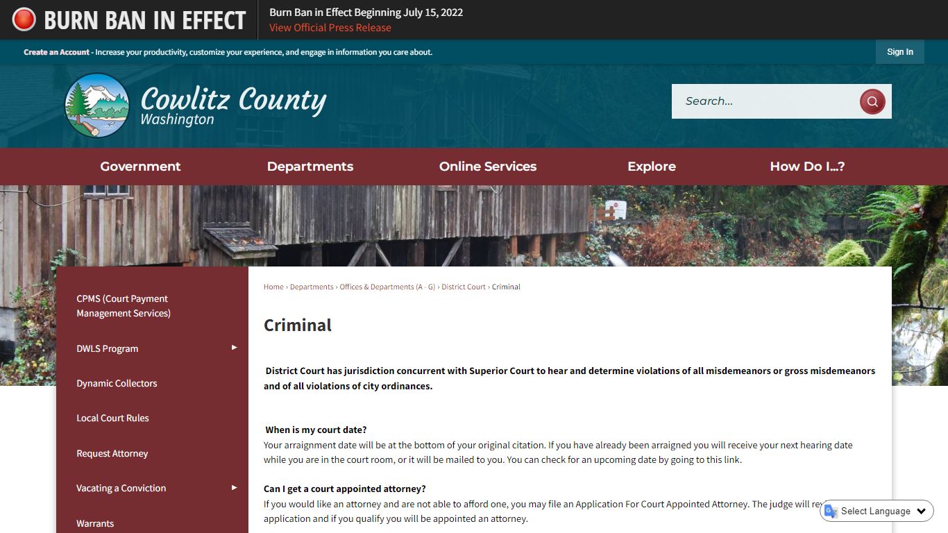 Criminal | Cowlitz County, WA - Official Website